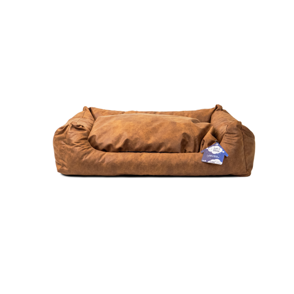 Let's Sleep Sweet Dreams Dog Basket w/ Cushion L Cognac