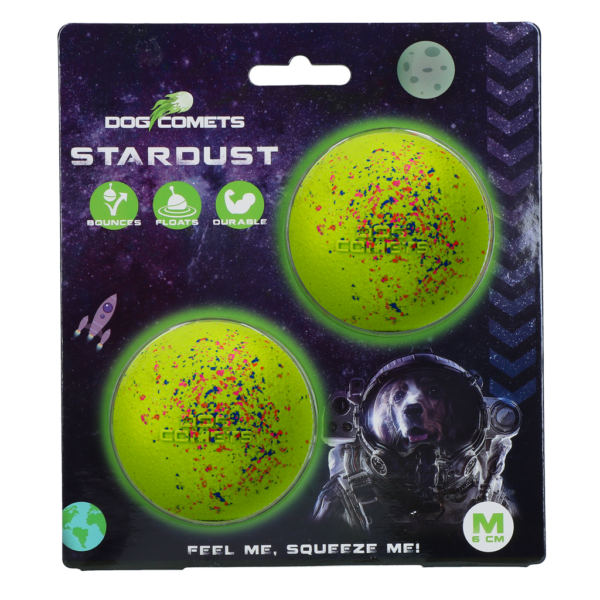 Dog Comets Ball Stardust Green M 2-pack