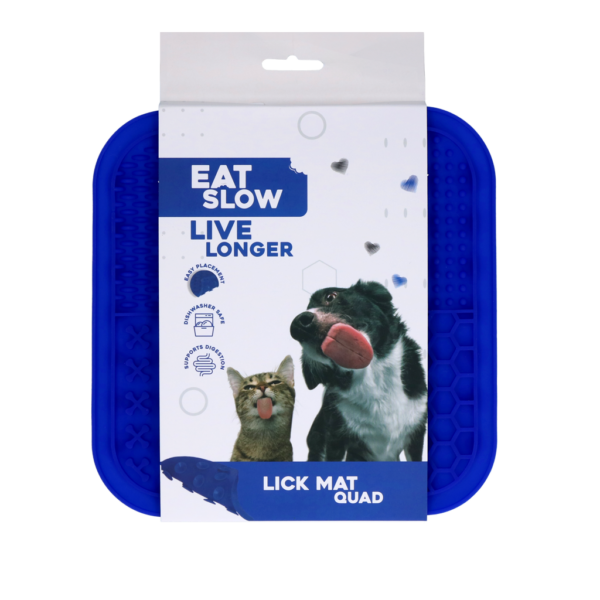 Eat Slow Live Longer Lick Mat Quad Blue