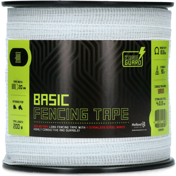 ZoneGuard 20 mm Basic fencing tape white 200 m (4 wires) - immagine 2