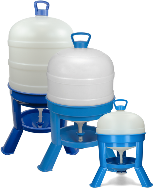 Poultry drinker with legs 20 l blue with siphon