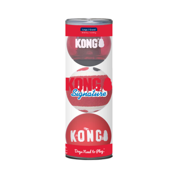 KONG Signature Balls 3-pk Assorted Lg