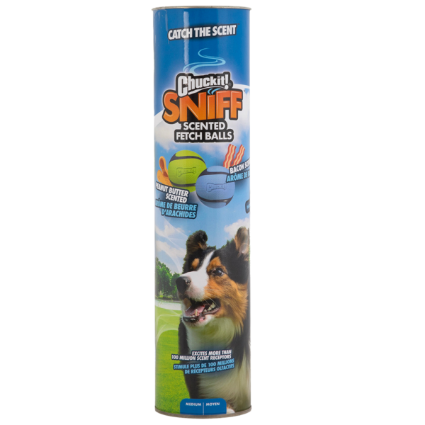 Chuckit sniff fetch balls md canister 4pk