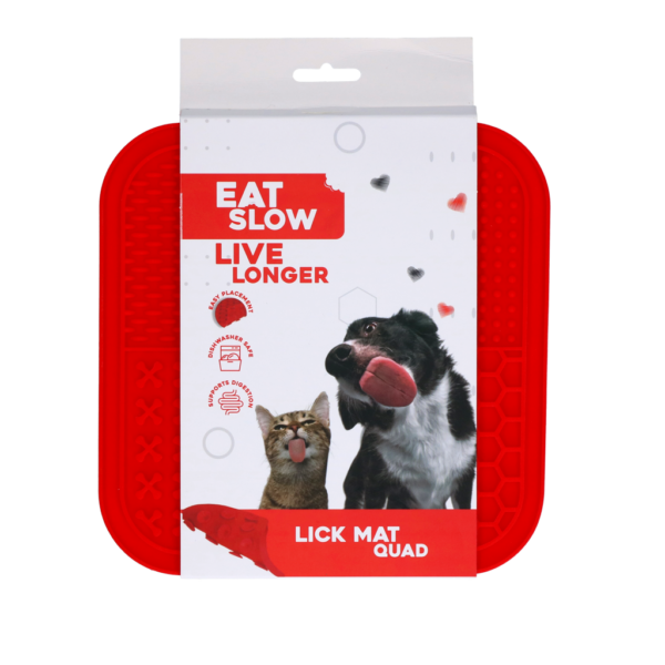 Eat Slow Live Longer Lick Mat Quad Red